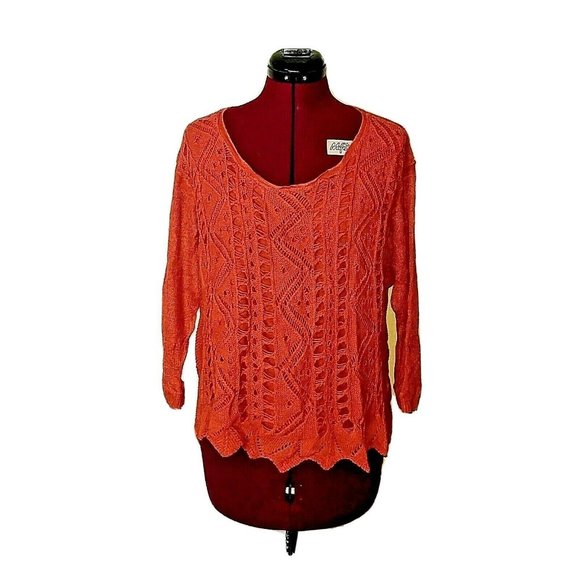 MOTH ANTHROPOLOGIE Womens Sweater Size Medium Burnt Orange Knit Hi Low B… - Picture 1 of 7